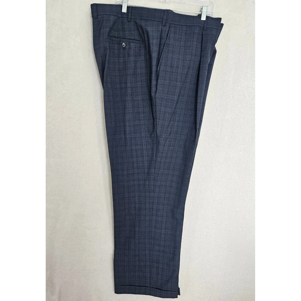 Coogi Luxe Mens 3 Piece Suit 52R Blue Glen Plaid Wool Blend Blazer Vest Pants